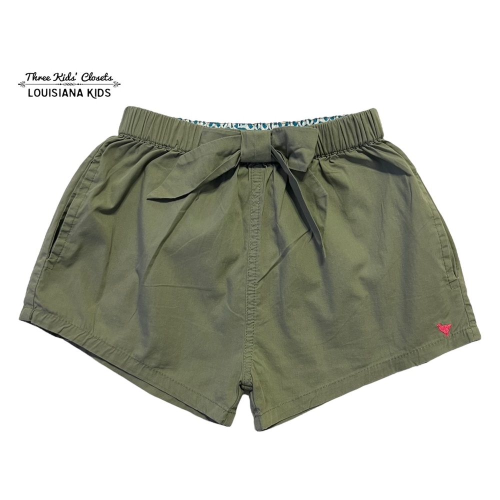 Pink Chicken 6Y Olive Green Pull-On Bow Shorts